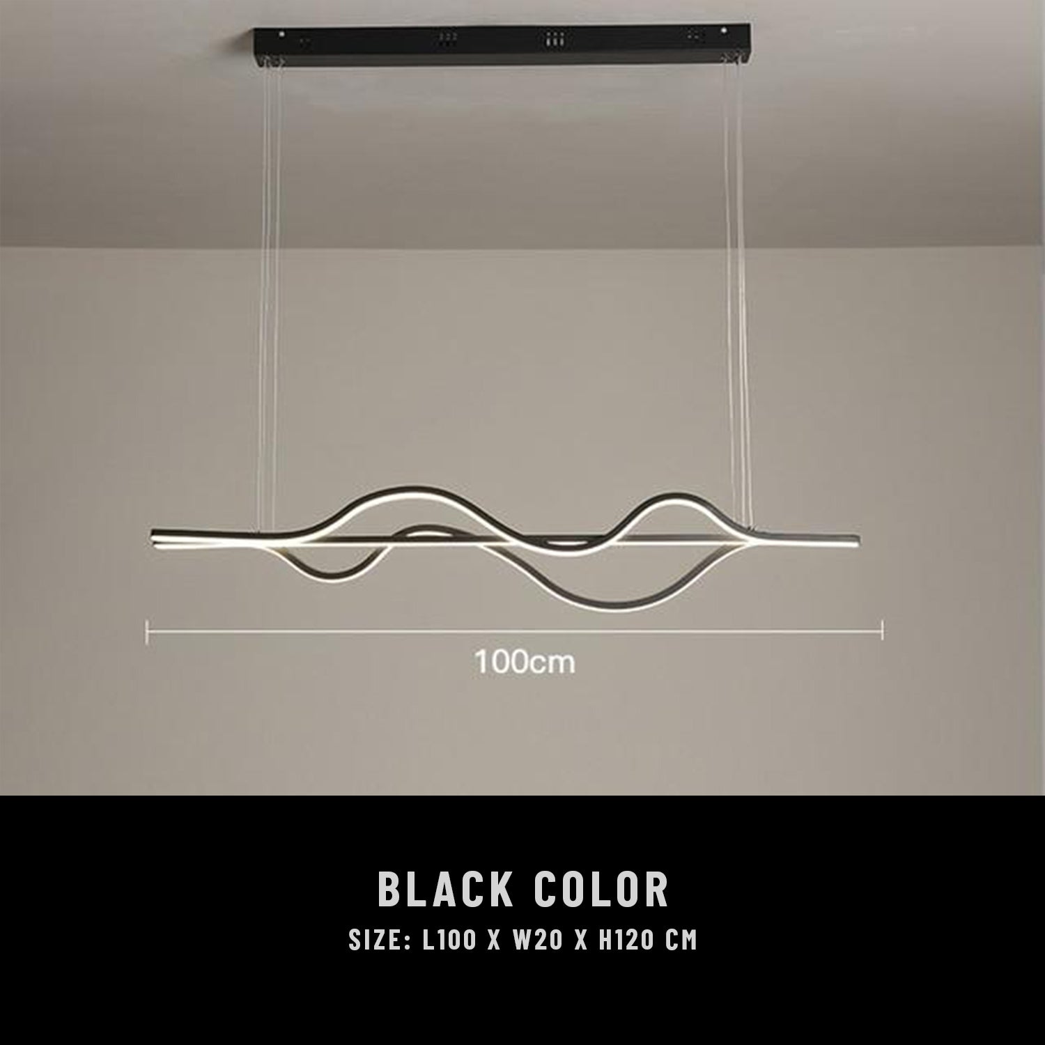 Wave Glam Modern Pendant Light - Matte Black / Dimmable RC - Level Decor