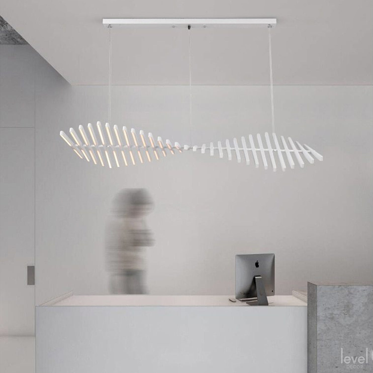 Nordic Fishbone Designer Chandelier - White lamp body / 30 Heads 145x47cm / Brightness Dimmable - Level Decor