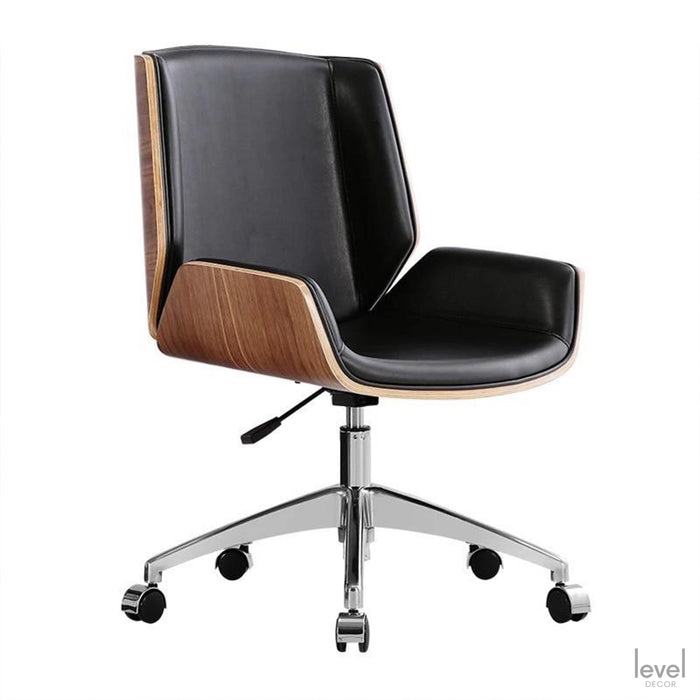 Designer Leather Solid Wood Office Chair - B - Level Decor
