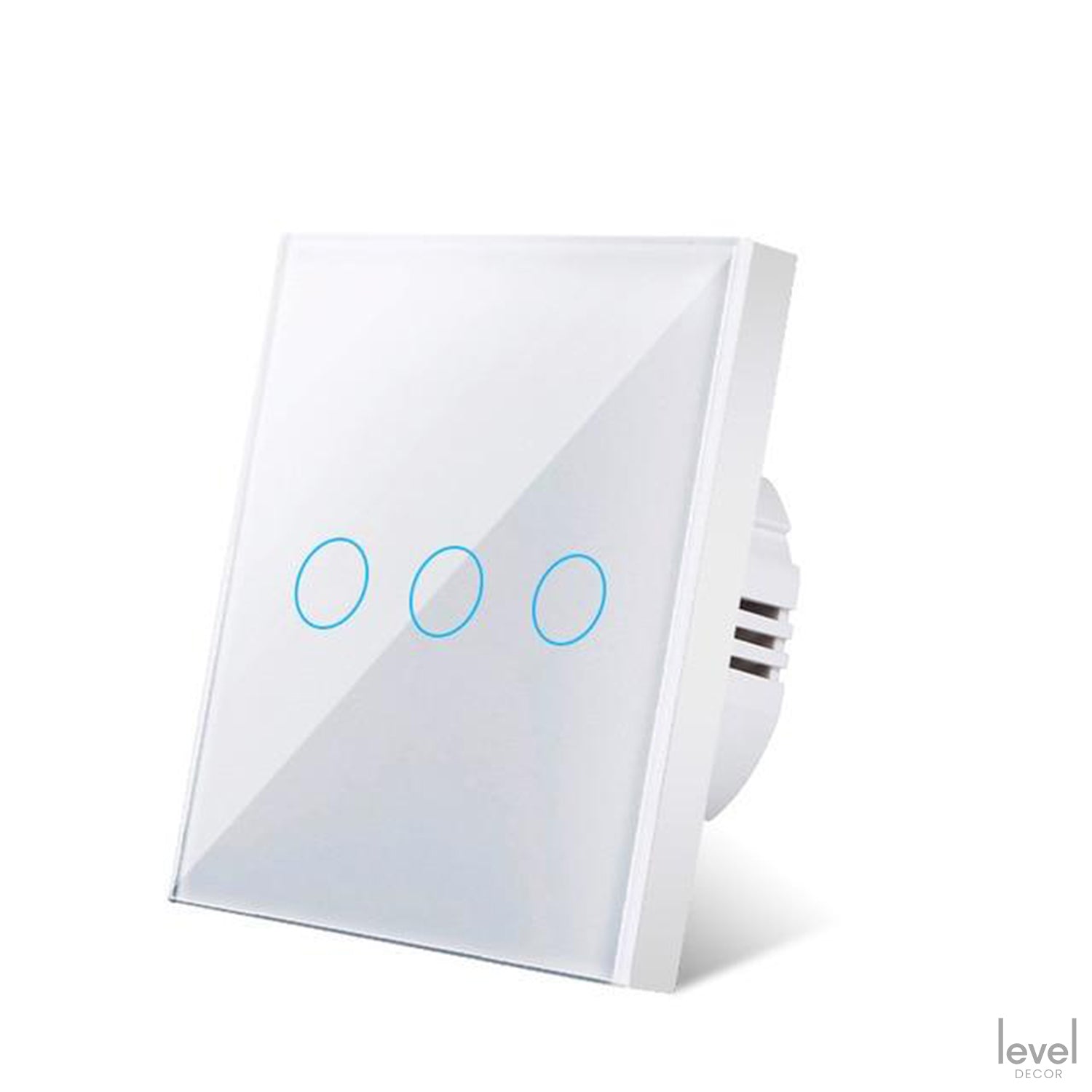 LED 2 Gang Crystal Tempered Glass Wall Light Touch Switch - White/White 3 Gang - Level Decor