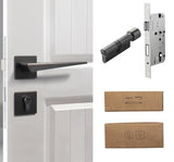 American Style Anti-theft Door Handle - Brushed Black / 72mm / 50mm - Level Decor