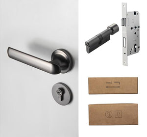 American Style Anti-theft Door Handle - Black with Lock / 72mm / 55mm - Level Decor