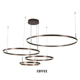 Circle Rings Acrylic | Aluminum Chandeliers - Coffee / 4R 30 40 60 80cm / Remote dimming - Level Decor