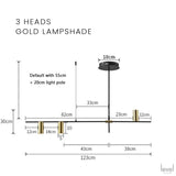 Gold/Black Modern Chandelier Lamp - 3 Heads Gold shade / Cold White - Level Decor