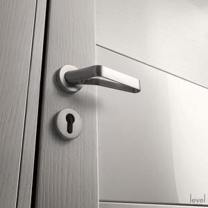 Contemporary Nickel Door Handle - Level Decor