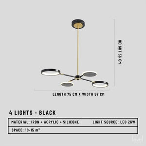 Öland Nordic LED Chandelier - 4 Lights - Black / Cold White - Level Decor