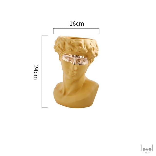 Flower Pot David Resin Statues Vase - Yellow / 16x16x24cm - Level Decor