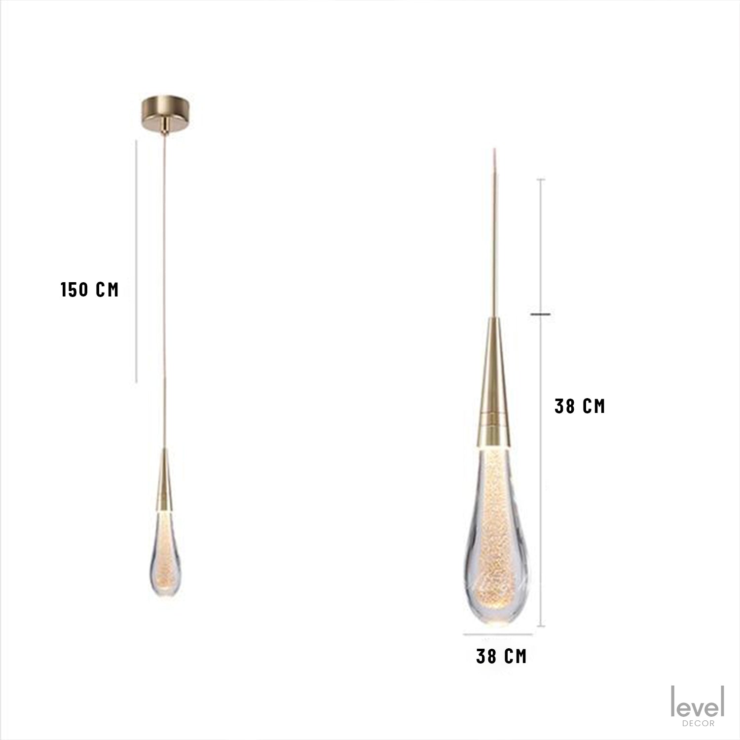 Falling Droplets Crystal LED Pendant - 1 Lights / Gold bronze - Level Decor