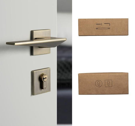 American Style Anti-theft Door Handle - Brushed Beige Grey with Dummy Lock / 72mm / 50mm - Level Decor