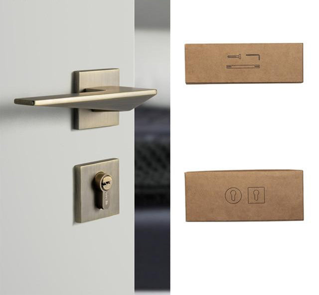 American Style Anti-theft Door Handle - Brushed Beige Grey with Dummy Lock / 72mm / 50mm - Level Decor