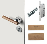 Walnut American Style Door Handle - Grey with Lock / 72mm / 55mm - Level Decor