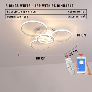 Blastric LED Dimmable Circle Rings Ceiling Light - 4 Rings White / APP With RC Dimmable - Level Decor