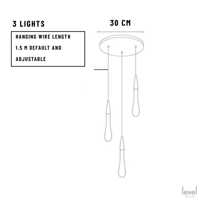 Falling Droplets Crystal LED Pendant - 3 Lights / Gold bronze - Level Decor