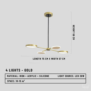 Öland Nordic LED Chandelier - 4 Lights - Gold / Cold White - Level Decor