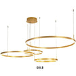 Circle Rings Acrylic | Aluminum Chandeliers - Gold / 3R 40 60 80cm / Warm White - Level Decor