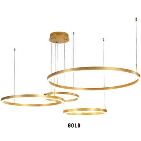 Circle Rings Acrylic | Aluminum Chandeliers - Gold / 3R 40 60 80cm / Warm White - Level Decor