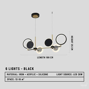 Öland Nordic LED Chandelier - 6 Lights - Black / Cold White - Level Decor