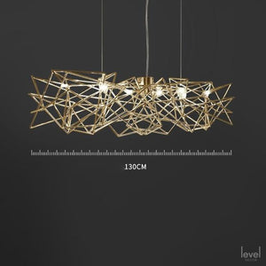 Nordic Luxury Meshed-Style Pendant Light - 130cm-gold / warm light - Level Decor