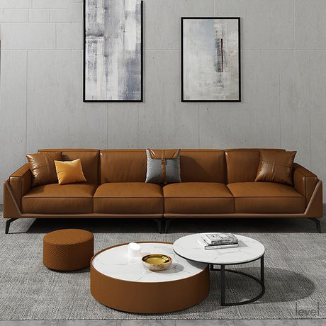 Francesca Neo-modern Genuine Leather Sofa - Level Decor