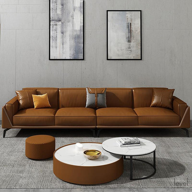 Francesca Neo-modern Genuine Leather Sofa - Level Decor