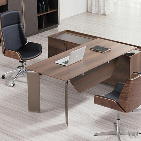 Designer Leather Solid Wood Office Chair - Level Decor