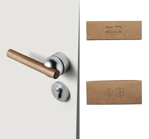 Walnut American Style Door Handle - Grey with Dummy Lock / 72mm / 55mm - Level Decor