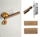 Walnut American Style Door Handle - Dark Gold with Lock / 72mm / 55mm - Level Decor