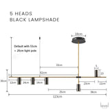 Gold/Black Modern Chandelier Lamp - 5 Heads Black shade / Changeable - Level Decor