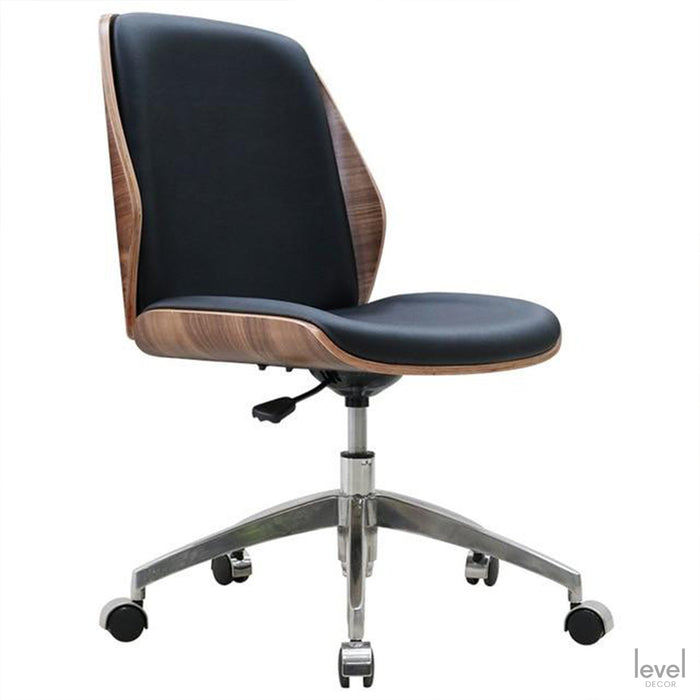 Designer Leather Solid Wood Office Chair - A - Level Decor