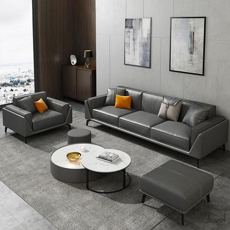 Francesca Neo-modern Genuine Leather Sofa - Level Decor