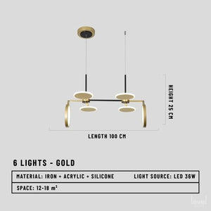 Öland Nordic LED Chandelier - 6 Lights - Gold / Cold White - Level Decor