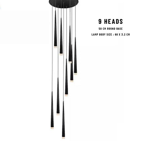 LED Long Downlight Chandelier - 9headsD3.2CMH60CM - Level Decor