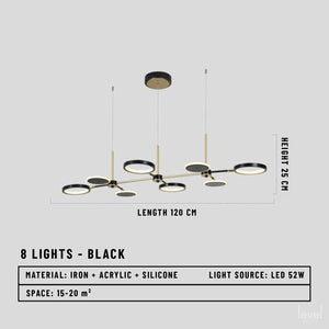 Öland Nordic LED Chandelier - 8 Lights - Black / Brightness dimmable - Level Decor