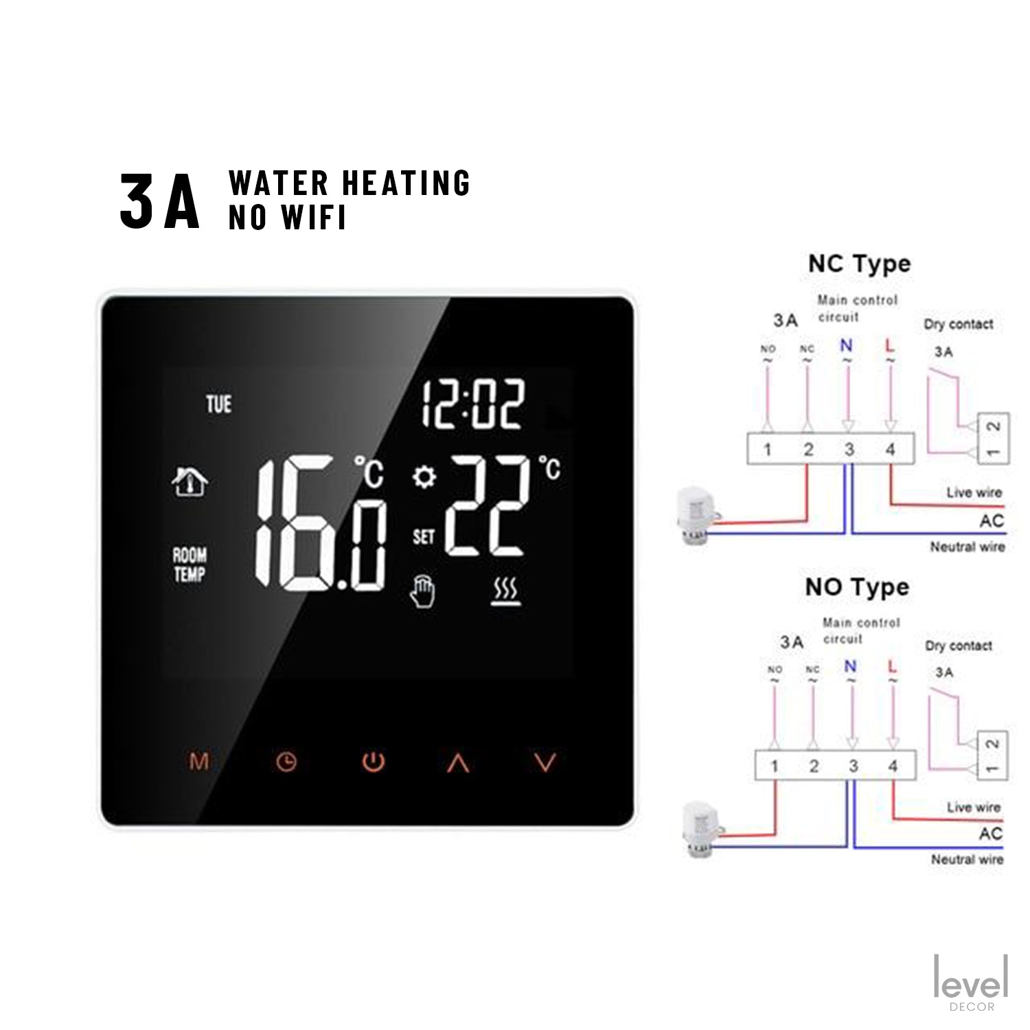 KETA WiFi Smart Thermostat | with Remote Controller for Google Home, Alexa - NO WiFi 3A Heating - Level Decor