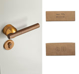 Walnut American Style Door Handle - Dark Gold with Dummy Lock / 72mm / 55mm - Level Decor