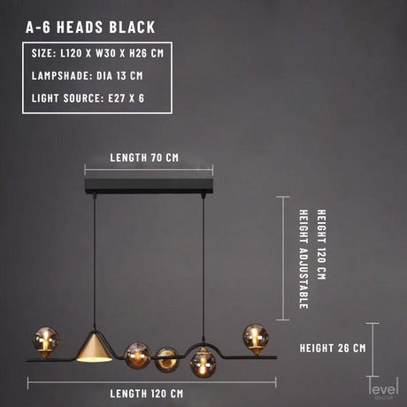 Alnön Nordic Glass Ball Chandelier - 6 Heads / Clear Glass / 3 colors no remote - Level Decor