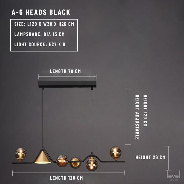 Alnön Nordic Glass Ball Chandelier - 6 Heads / Clear Glass / 3 colors no remote - Level Decor