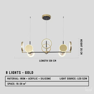 Öland Nordic LED Chandelier - 8 Lights - Gold / Cold White - Level Decor