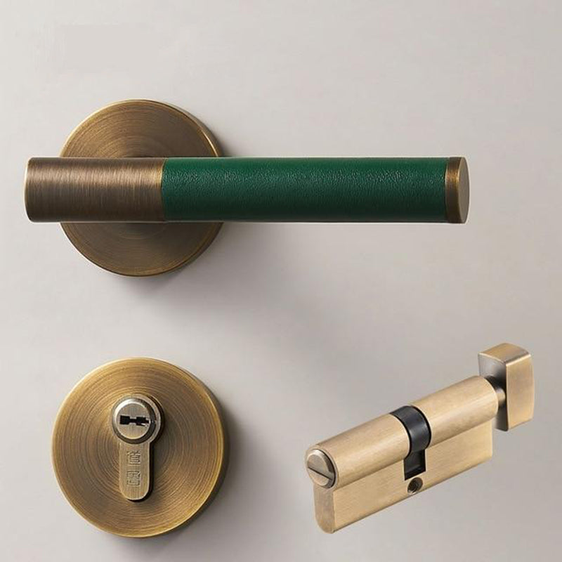 Italian Style Brass Leather/Wood Door Lock Set | Level Decor