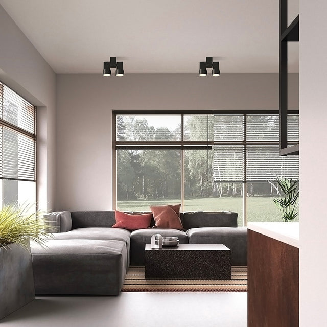 Adjustable Double Spotlight White/Black - Level Decor