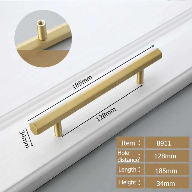 HexaTop Brass Cabinet Knobs and Handles - CTC 128mm - Level Decor