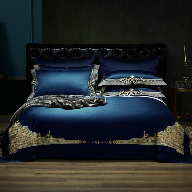 Royal Sansa Egyptian Cotton Duvet Cover Set - Color 2 2 / Fitted sheet style / King 220X240 4Pcs - Level Decor