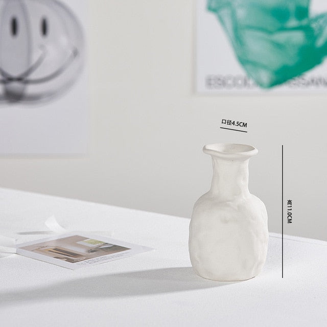 White Ceramic Vase - B - Level Decor