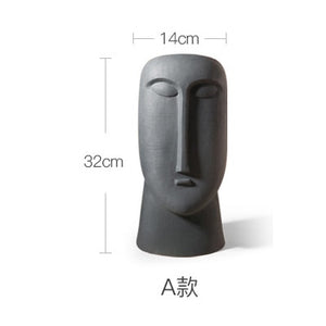 Nordic Figure Head Minimalist Ceramic Abstract Vase - Large Black - Level Decor