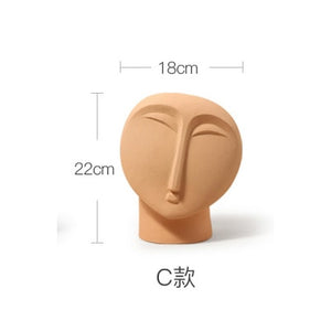 Nordic Figure Head Minimalist Ceramic Abstract Vase - Small Yellow - Level Decor