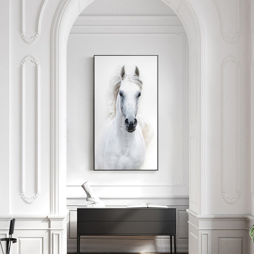 Nordic Style White Horse Canvas Painting - Level Decor