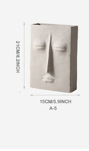 Nordic Human Face Design Ceramic Vase - A-5 - Level Decor