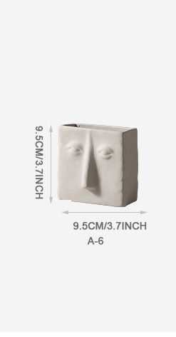 Nordic Human Face Design Ceramic Vase - A-6 - Level Decor