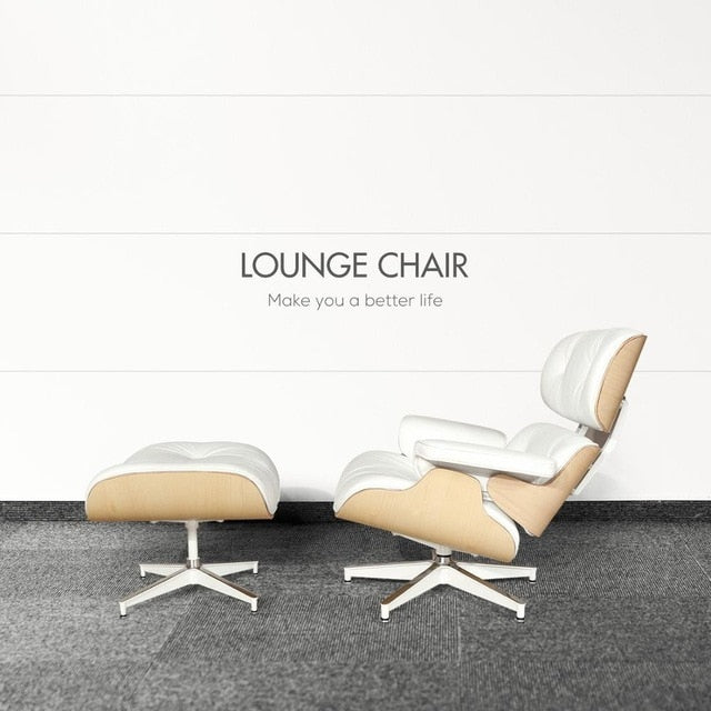 Ottoman Mid-Century Lounge Chair - White Ashwood / United States - Level Decor