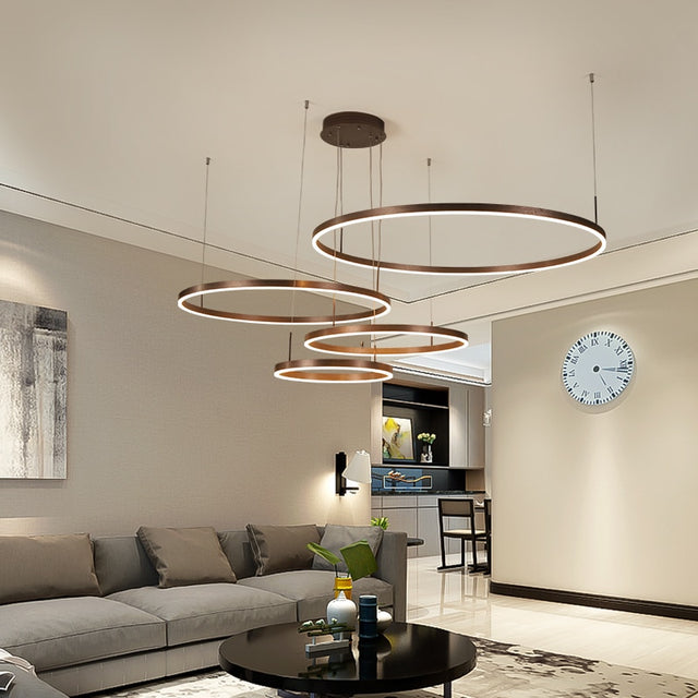 Circle Rings Acrylic | Aluminum Chandeliers - Level Decor